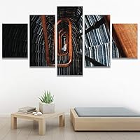 SIGNWIN 5 Panel Canvas Wall Art Architecture & Maps Closeup Cool Industrial Multicolor Patterns for Home Decorations Ready to Hang - 60