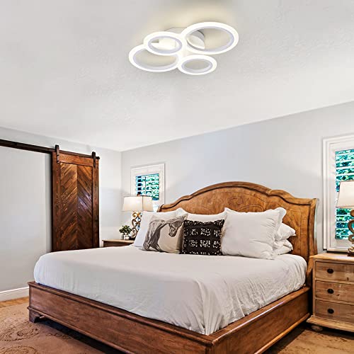 TEMINBU Modern LED Ceiling Light, White 4 Rings Flush Mount Ceiling Light, 4000K Lighting Fixture Ceiling Lamp for Kitchen, Bedroom, Living Room, Laundry Room - Image 6
