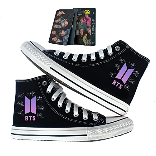 LXYA BTS Zapatos de Lienzo Retro de Banda de Chicos Coreanos, Entrenadores de Zapatillas de Zapatillas Altas en Lienzo de Verano, for BTS Fans de núcleo Duro del ejército Amigos Amigos Música Loversc Cover