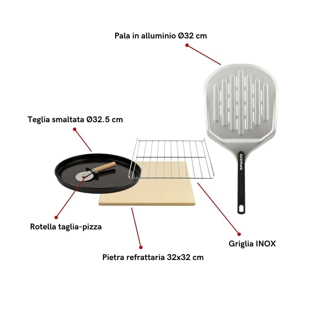 G3 Ferrari G10186 Pronto Pizza 2 Minuti Pizzaofen 1700 W 430 °C feuerfester Stein Digitaldisplay 8 Programme Schwarz