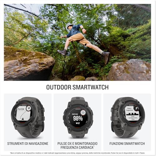 Garmin Instinct E, Smartwatch, 40mm, Display MIP, GPS, Cardio, SpO2, +70 app per lo sport, Training Readiness, Activity Tracker 24/7, Notifiche, Connect IQ, Autonomia 14 giorni (Black & Charcoal) - Immagine 1