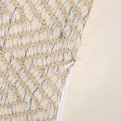 Christopher Knight Home Kayla Boho Fabric Cube Pouf, Natural, Light Blue #TOP5
