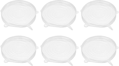 Miniatura 1 de uxcell Tapas elásticas de silicona, paquete de 6 tapas redondas de 6.5 pulgadas, tapas de silicona reutilizables para tazas, cuencos y cubierta de