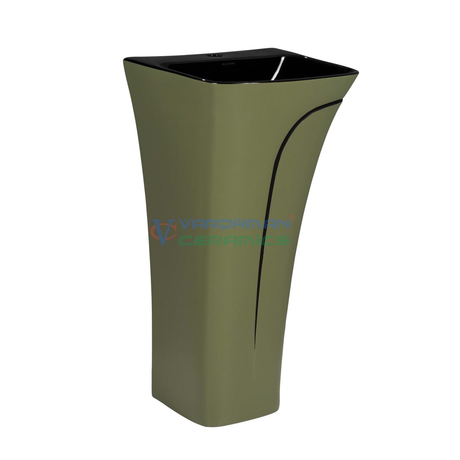 Vardhman Ceramics Designer One Piece Wash Basin - Battle-50 | Matt Finish | Multi Color-Green, Black | Floor Mount | 360x420x810mm (B0CNZ4M3XF) Amazon Price History, Amazon Price Tracker