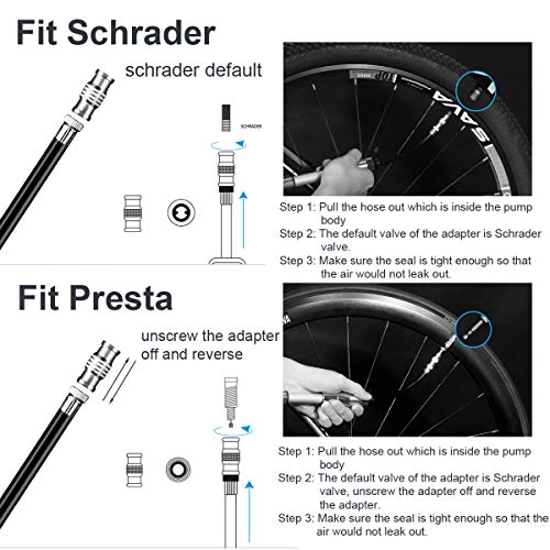 Bike Kit | Super Mini Bike Pumps,120 Psi High Pressure Bicycle Air Pump, Fits Presta And Schrader,Come With Glueless Puncture Repair Kit Includes Mount Kit (Silver) #TOP1