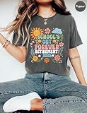 Schools Out Forever Retirement 2026 Boho Floral Teacher T-Shirt Groovy Retired 2026 Shirts for Women Men Retirement Gifts for Men Women Retired Teachers