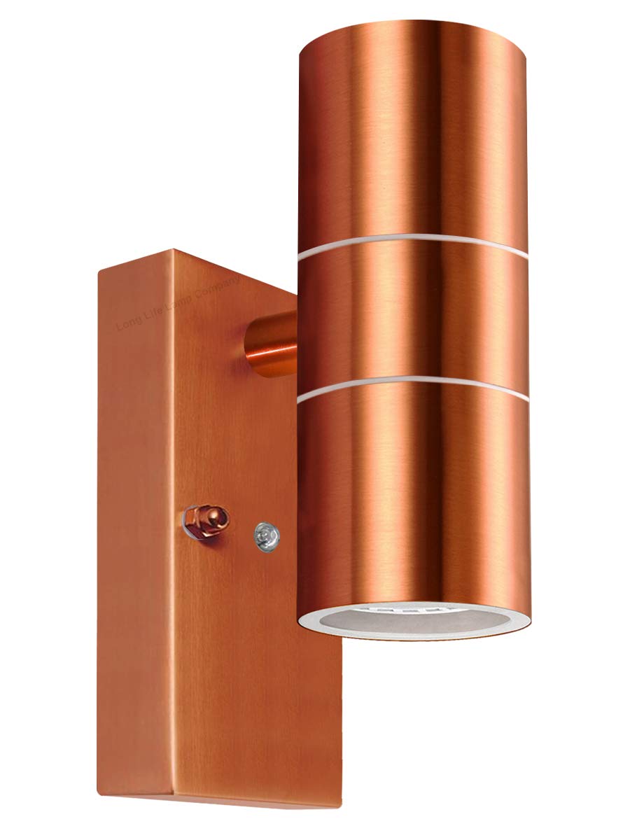 Long Life Lamp Company Outdoor Wall Light Dusk Till Dawn Sensor Copper Finish Stainless Steel Up and Down Shining IP65 ZLC341C