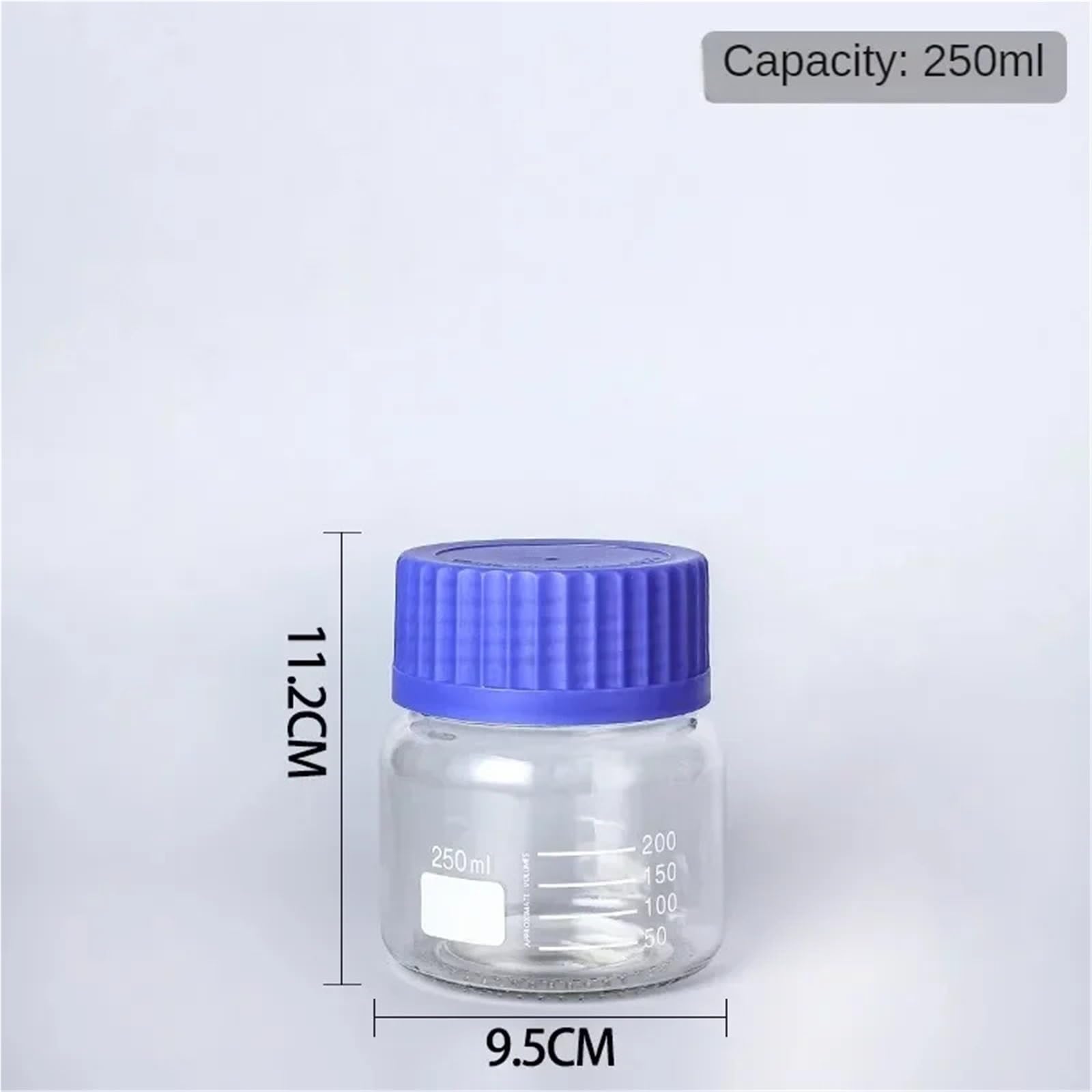 GL80 GL70 Botella de reactivo de boca grande transparente con tapa azul, botella de vidrio for muestra química, botella sellada de boca ancha con escala(GL80 1000ML)