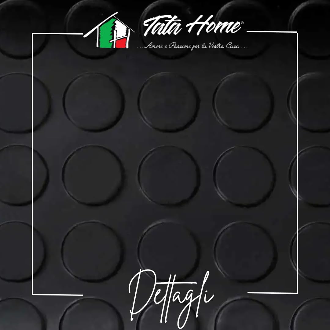 Passatoia Zerbino Tappeto Rivestimento Pavimenti in PVC Antiscivolo Flessibile e Resistente Disegno Bollato Larghezza 100 cm Lunghezza 10 m Colore Nero