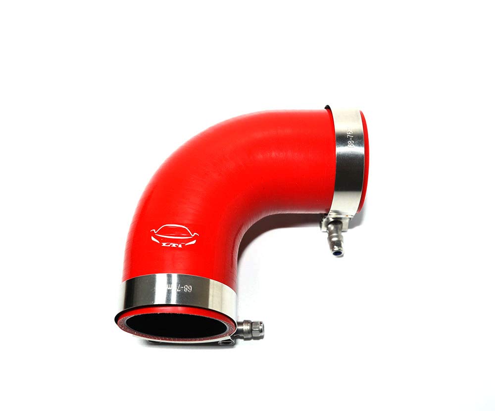 LTI Universal 63mm 4-Ply Reinforced High Performance 2.5" ID 90 Degree Elbow Silicone Hose Coupler With T Bolt Clamp T304 Stainless Steel (2.5" RED)
