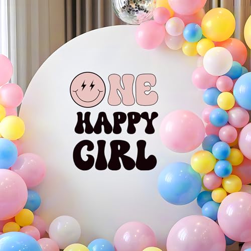 Adorno Vinilo One Happy Girl Para Primer Cumpleaños miniatura 4