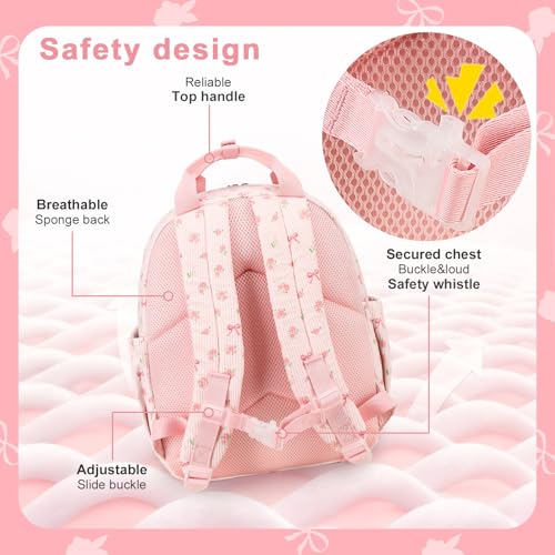 Image of Bluboon Backpack for Girls Kids Cute 15 inch Preschool Kindergarten Backpacks Girls Bookbags for School Travel (Pink Bow Floral, Ages 4-8)