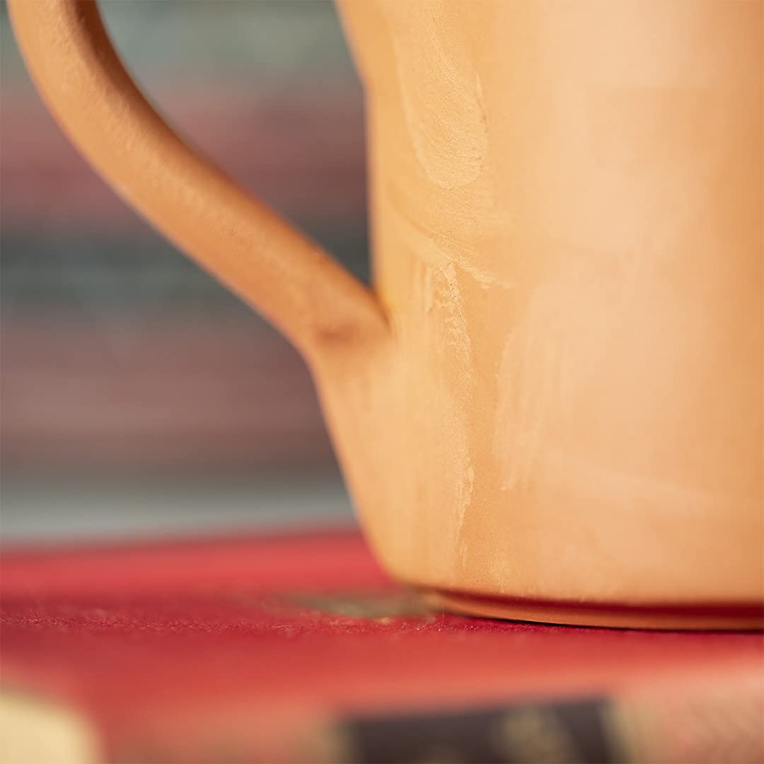 Tazza Da Caffè In Argilla Fatte A Mano - Look Rustico, 330 Ml, Ecologica E Riciclabile (Design Curvo) - 4