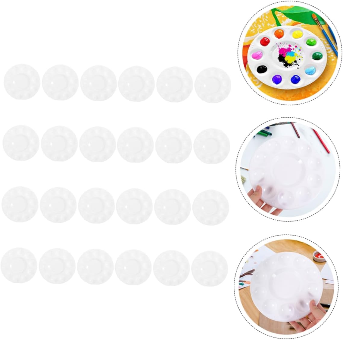 DOITOOL 24pcs Paint Pallet Pigment Mixing Plate Painting Mixing Tray for Boys and Girls Easy Storage Design