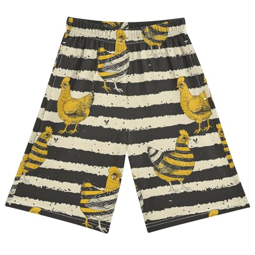 Chickens Wearing Stripes Short Pajama Pants Bottoms Soft Sleepwear with Pockets