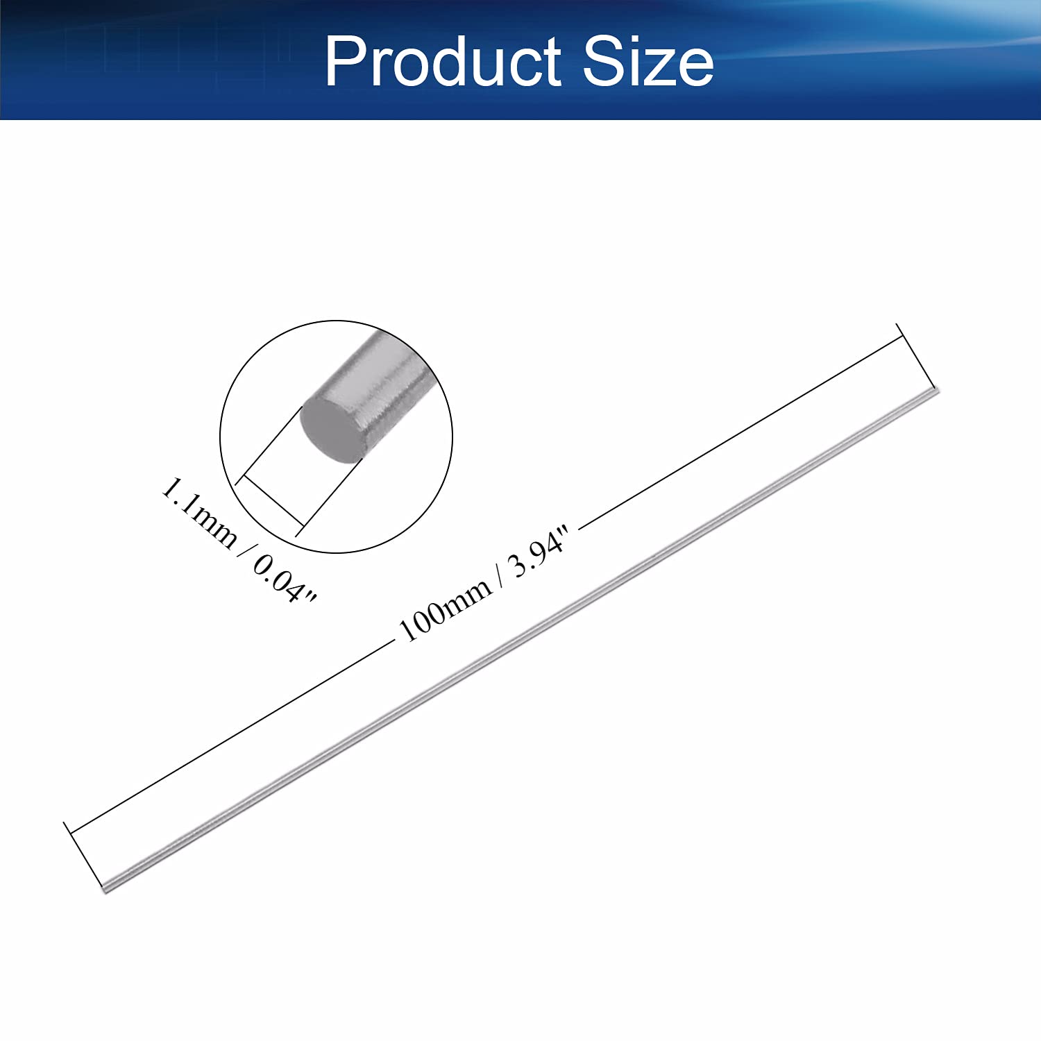 Auniwaig Okrągły pręt stalowy o średnicy 1,1 mm do długości 100 mm, narzędzie do drążka tokarskiego HSS, narzędzie do wału, wiertarki, tokarki, wytaczarki, miniaturowej osi, cylindryczny trzpień