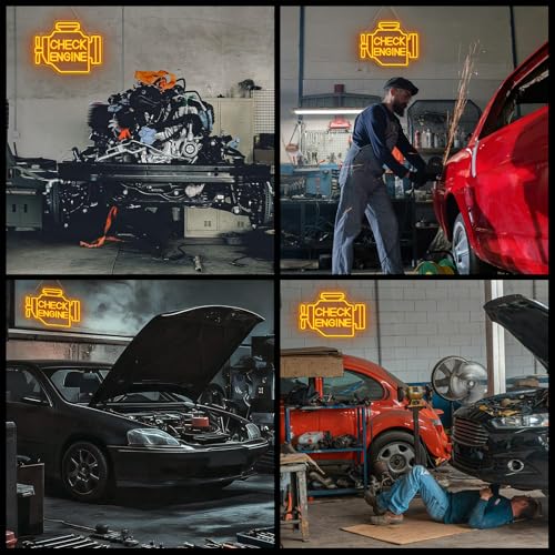 Image of Horseneon Check Engine Neon Sign Neon Light Sign Man Cave Decor Led Garage Wall Art Auto Repair Shop Workshop Decor Garage Accessories for Man Gifts for Car Guys Mechanics