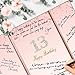 Crenics Rose Gold 13th Birthday Decorations, Creative 13th Birthday Guest Book Alternative, Large 13th Birthday Signature Book 12