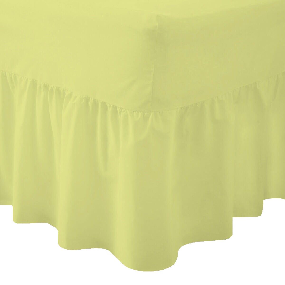 EGYPTO Valance Sheet Frilled 100% Combed Polycotton - FIT OVER MATTRESS, Lemon, Double Bed