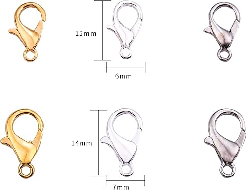 Miniatura 4 de Cierres de langosta de aleación de 0.551x0.276 in chapados en oro para fabricación de joyas de bricolaje, 100 unidades