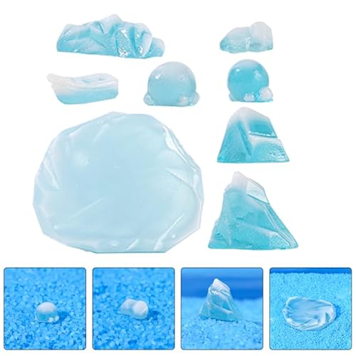 ibasenice 8St Miniatur Pinguin Deko, Realistisches Arktisches Eisberg Modell, Weihnachtsdekoration DIY Basteln Aquarium Ornament, Heim- Und BüRodeko, Sky-Blue