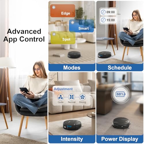 Tipdiy Robot Vacuum and Mop Combo,4200Pa Powerful Robotic Vacuum Cleaner with Self-Charging, Home Automatic Robot Aspiradora for Hard Floor, Low Carpet, Pet Hair, App&Voice&Remote Smart Control - Image 3