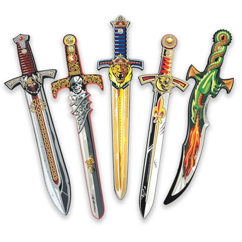 Liontouch - Ensemble de 5 Épées | Jouets de pour Enfants 3ans + - Dragon Fantastique, Roi Lion, Prince, Pirate Crâne & Viking Nordique | Armes Sûres &...