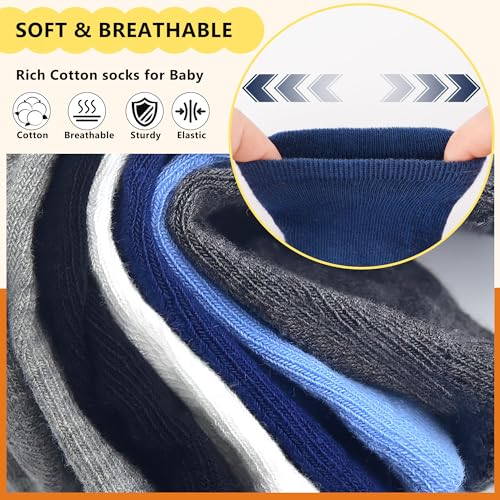 HYCLES Non-Slip Toddler Socks 12 Pairs Anti Skid Ankle Low Cut Socks for Baby Kids Boys Girls 6-12 Month 1-7 Years4