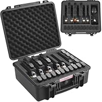 VEVOR Hartschalenkoffer Pistolen, Pistolenkoffer mit vorgeschnittenem Futter, staubdichter Hartschalenkoffer für 6 Pistolen, abschließbarer Pistolenkoffer, Waffenkoffer schwarz, 491 x 434 x 211 mm