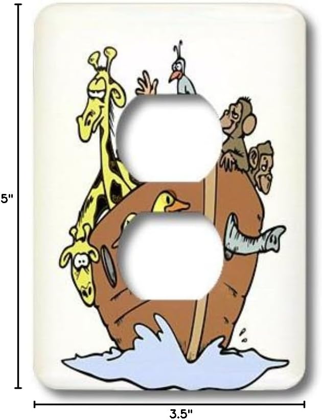 3dRose LLC lsp_58916_6 Noahs Ark with Animals 2 Plug Outlet Cover