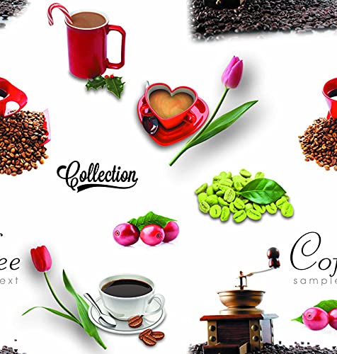 Vinylla Coffee Collection Easy Wipe Clean Vinyl Tablecloth, Round (60" Diameter) #TOP4