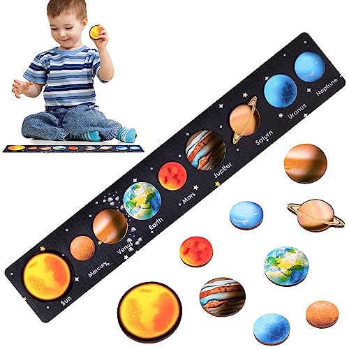 OSDUE Juguetes Montessori para niños y niñas, Rompecabezas del Sistema Solar de Madera, Tablero de Rompecabezas, Regalos para niños de 3 a 6 años