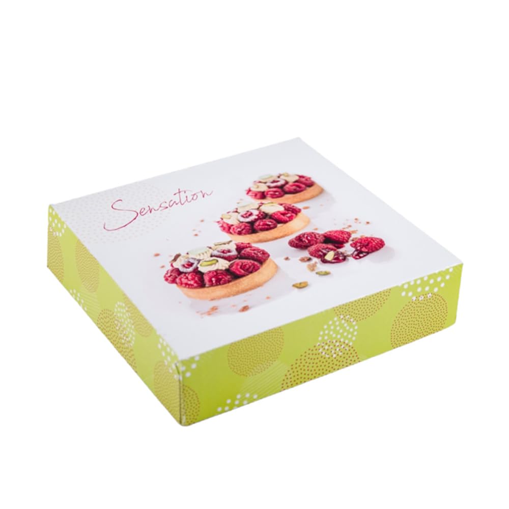 Générique 50 boîtes pâtissières blanches décorées en carton - Parfaites pour Gâteaux, Tartes, Pâtisseries et Cupcakes - Disponibles en Différentes Tailles (29x29x5 cm)