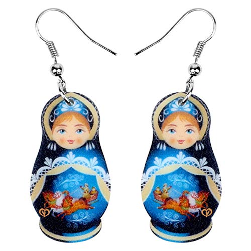 Pendientes de muñecas rusas de acrílico DUOWEI matryoshka para mujer y jóvenes