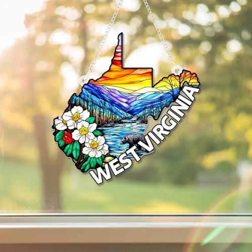Colorful West Virginia State Stained Glass-Style Suncatcher - 6-Inch Acrylic Ornament Window Hanging - Home Or Garden Decor - 2D Flat Ornament Gift for Friends & Travel Lovers image 5