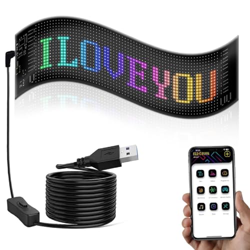 Generic Custom LED Sign for Car Ultra Thin Flexible Bluetooth LED Screen, Bright and Colorful, DIY Design