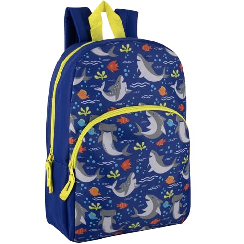 Trail maker 15 Inch Kids Backpacks for Boys & Girls | Preschool, Kindergarten, Elementary School Backpacks with Adjustable, Padded Straps (Seafaring Sharks)