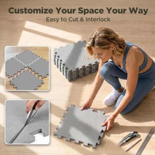 Image of AIRHOP 18 PCS Gym Floor Mat, EVA Foam Puzzle Gym Mat, High-Density Interlocking Foam Floor Tiles for Home Gym, Play Workout Garage Kitchen Flooring 12.6 inchx12.6 inchx0.4 inch