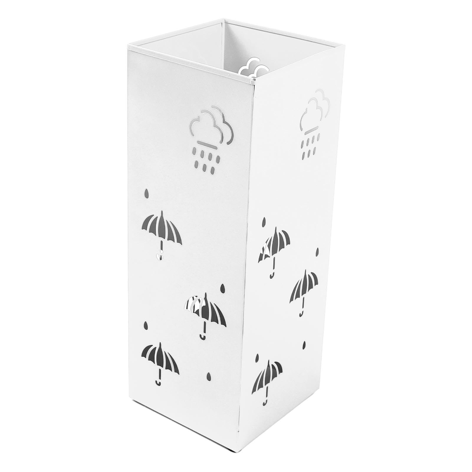 Jelquix Metal Umbrella Stand Stylish Rustproof Organizer for Entryway Home Office 16.5x6.3x6.3in (White)