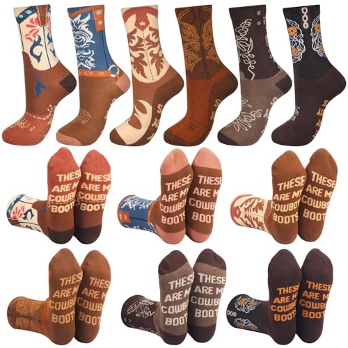 Cuffbow 6 Pairs Funny Cowboy Boot Socks