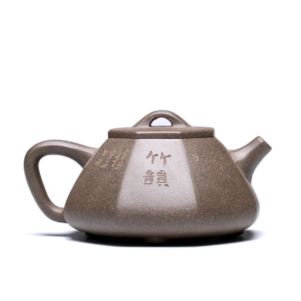 Tetera Infusiones Teteras de arcilla púrpura de 250ml, cuchara de piedra octogonal hecha a mano con filtro, juego de té Zisha, tetera china Teapot