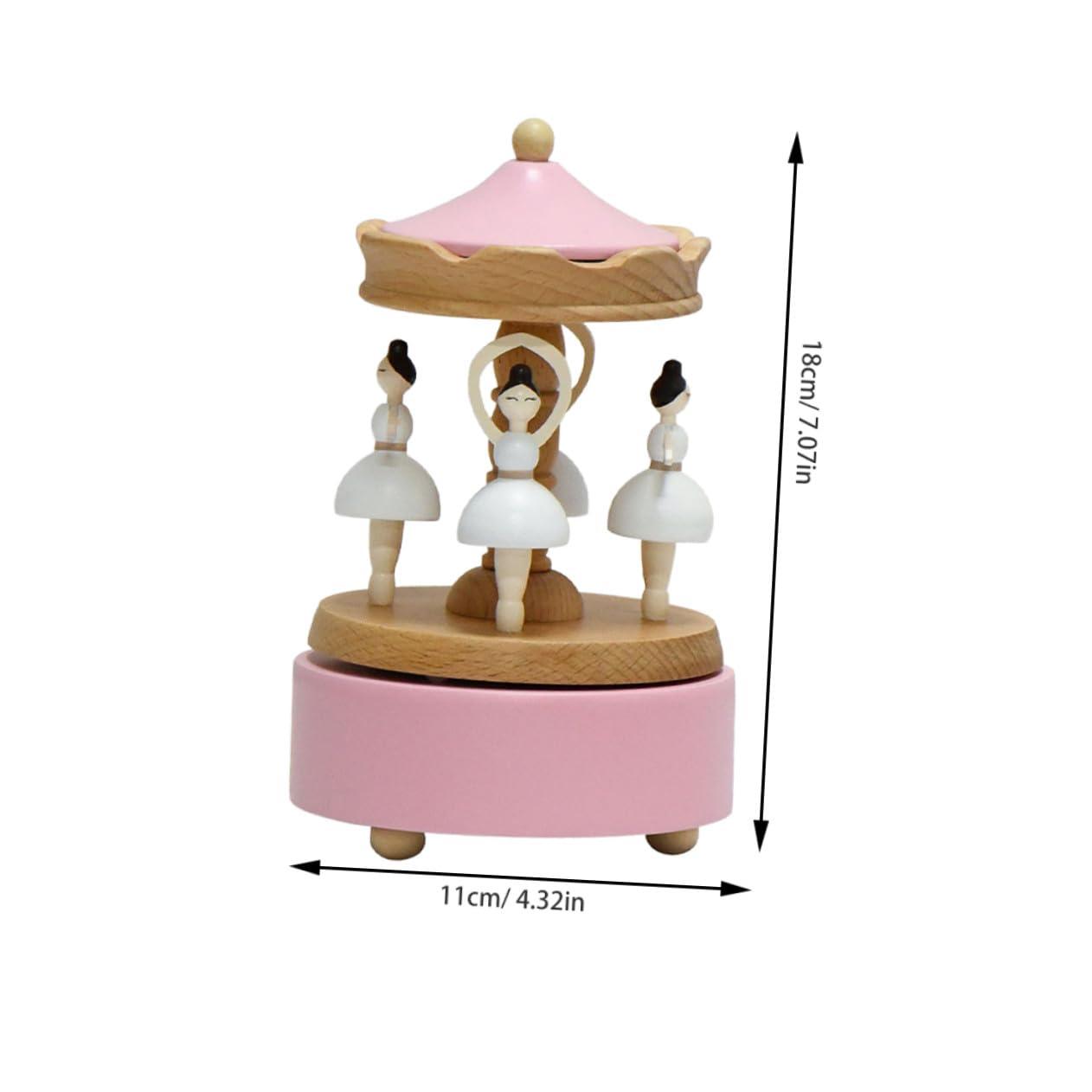 IMIKEYA Caja Musical de Bailarina Giratoria de Madera, Figurina Rosa