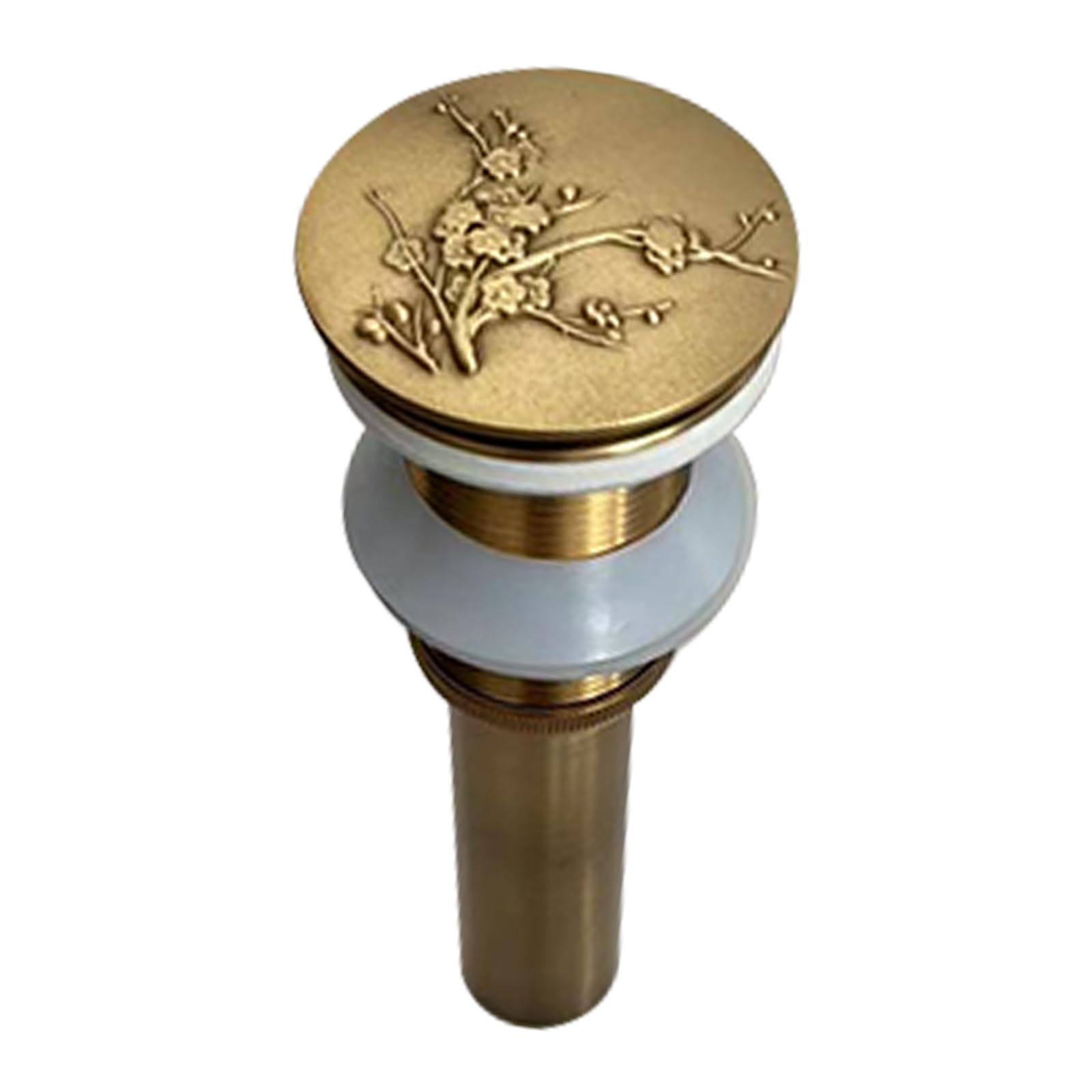 Tapón lavabo baño, tapón bidé, tapón lavabo cocina, latón, desagüe click clack, diámetro del tubo 3 cm, tapa de desagüe diámetro 6,5 cm, para bañeras de baño, cocina, lavabos, con agujeros