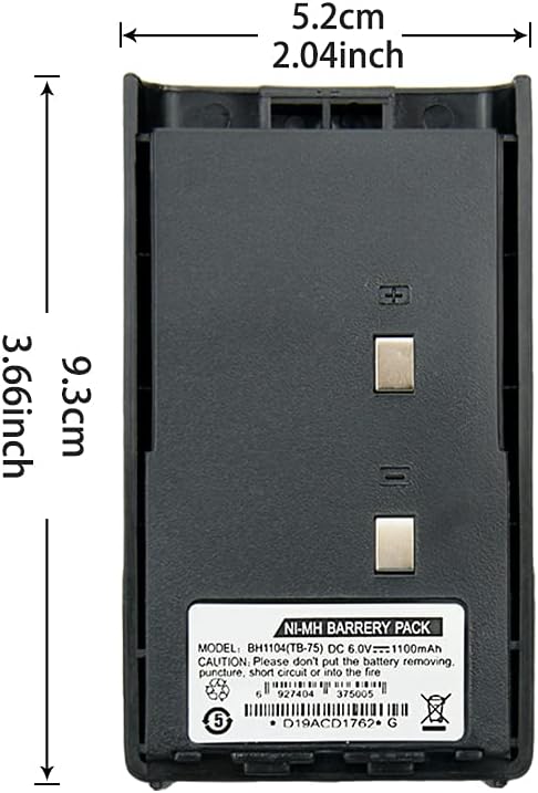 BH1104(TB-75) Ni-MH Battery for HYT Hytera TC-446 TC-500 TC-500-U1 TC-500-V1 TC-500-V2 Radios Replacement Battery with Belt Clip