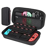 Vendfine Tasche für Nintendo Switch / Switch OLED - Harte Tragetasche Hülle für Nintendo Switch, Case mit viel Platz für 19 Spiele, HDMI-Kabel, Joy-Con usw. Nintendo Switch Zubehör- Schwarz
