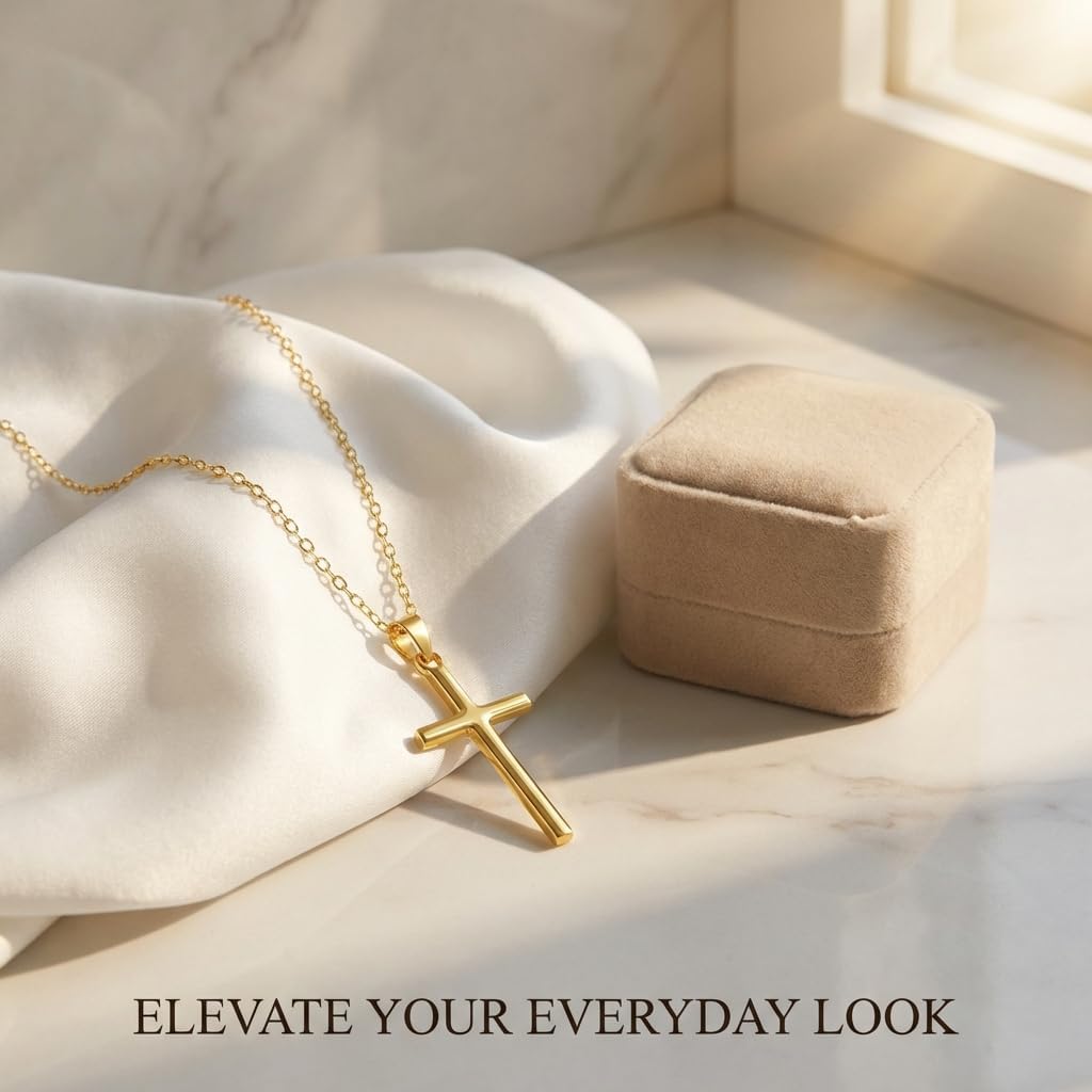 925 Sterling Silver Cross Necklace for Women, Gold Cross Necklaces for Women , Minimalist Dainty Small Cross Pendant with Adjustable Chain, Hypoallergenic Christian Faith Jewelry Valentines Day Gifts for Her - Image 4