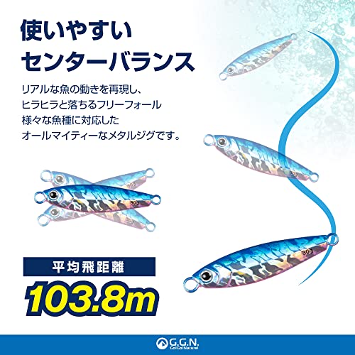 【Amazon.co.jp限定】ジージーエヌ ジグ ルアーセット メタルジグ 釣具 5本 セット ゼブラカラー ジギング ショア 高飛距離 コーティング 7g 6枚目