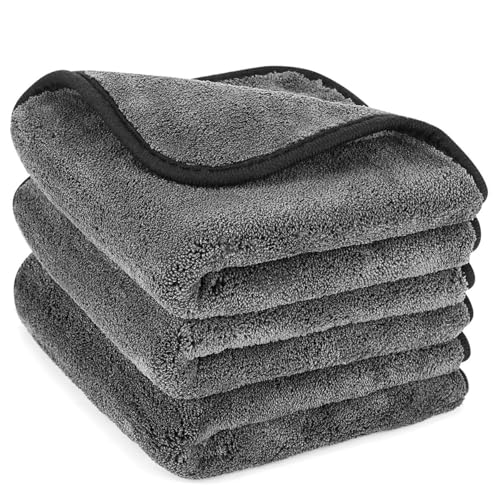 Product Image of the GTF Microfiber Car Cleaning Cloths, Upgraded 1200gsm Ultra-Thick Cars Drying Towel Microfiber Cloth for Car and Home Polishing Washing and Detailing 16'' x 16''(3 Pack)