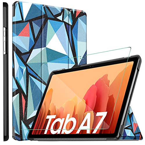 ELTD Verre Trempé Film[Paquet de 2] pour Samsung Galaxy Tab A7 10.4 2020+ Etui pour Galaxy Tab A7, Cover Housse Etui Coque + 9H, 2.5D Verre Trempé Film pour Samsung Galaxy Tab A7 10.4 Pouce 2020