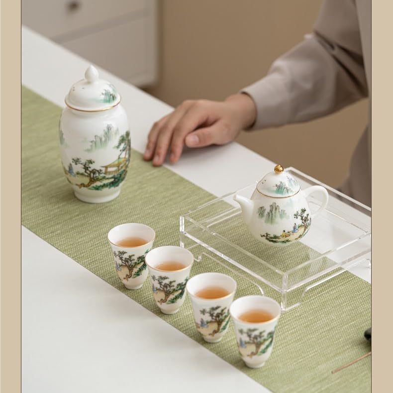 Juego De Té Lata de té de cerámica Retro, Lata sellada Blanca, Lata de Almacenamiento de té, Barril de té, Lata de té Pu'er Tarro para Guardar Té(A)